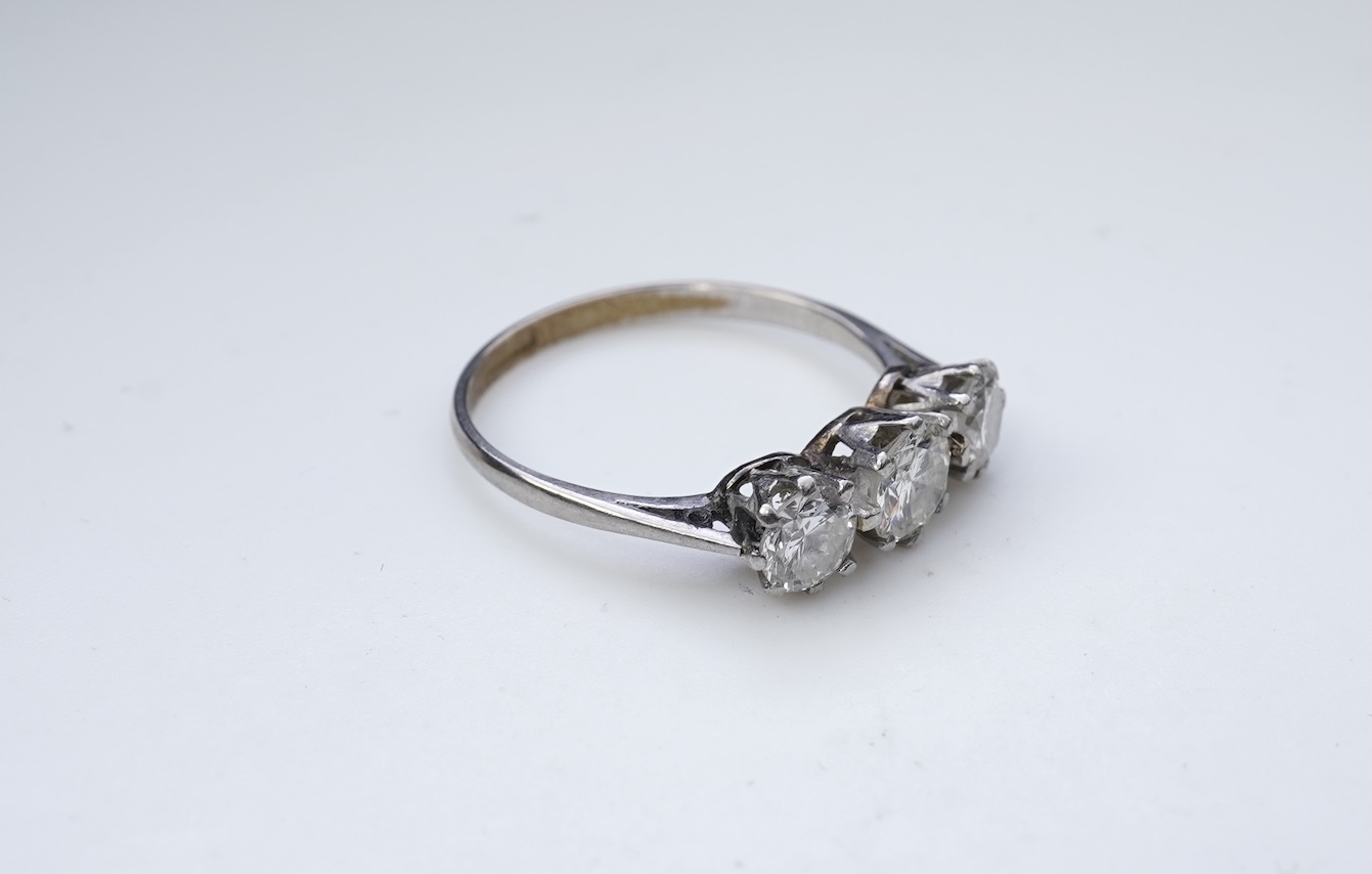 A three-stone diamond ring